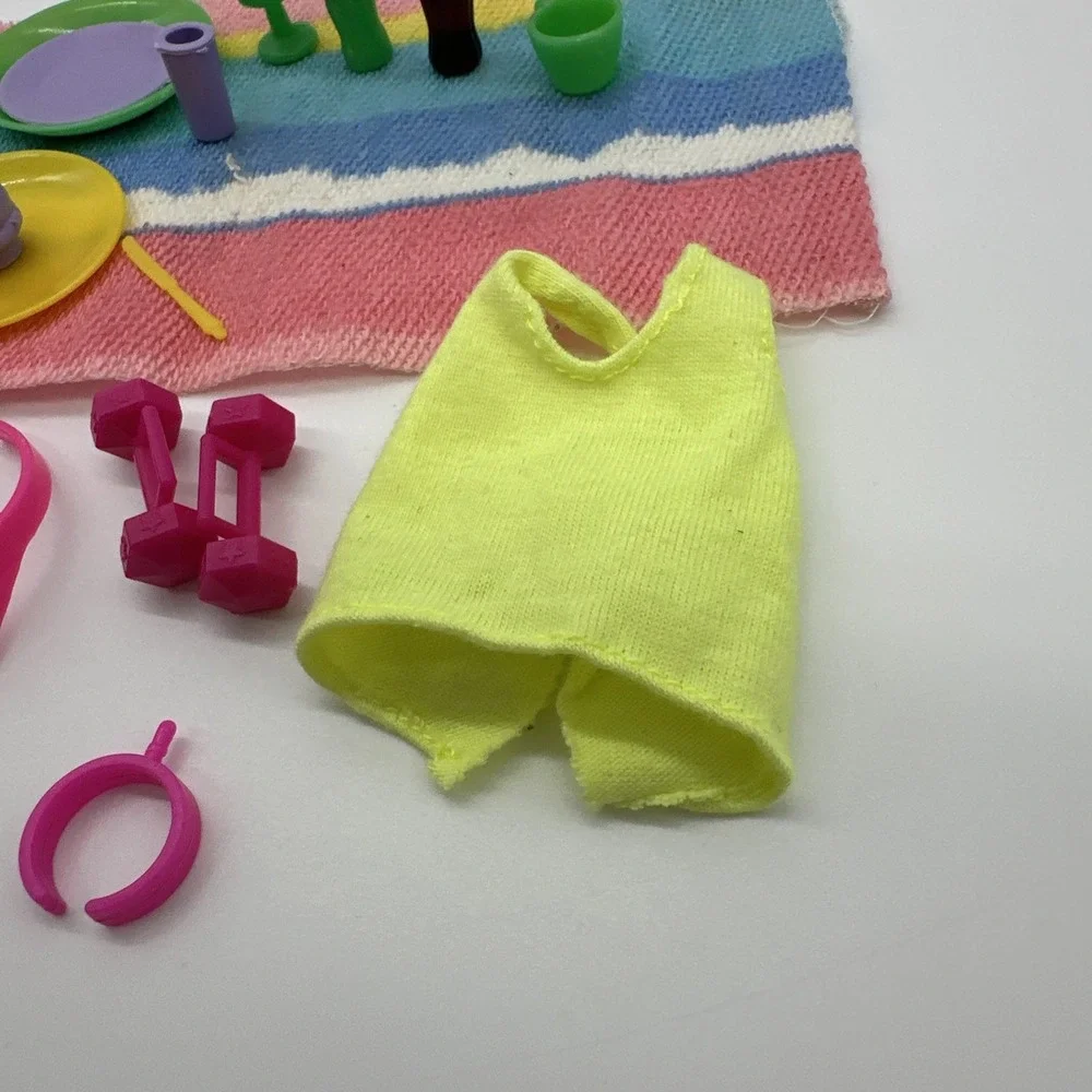 Vintage Barbie Accessories Lot Visor Shoes Dishes Towel Weights Mattel